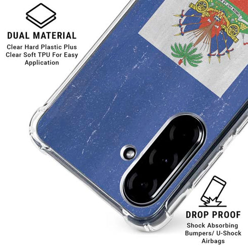 Haiti Flag Distressed Galaxy A36 5G Clear Case